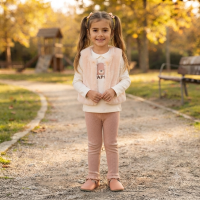J15546TOD: Girls Faux Fur Gilet, Top & Legging Outfit (2-4 Years)